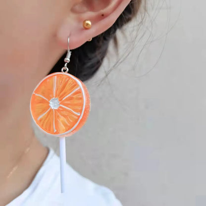 1 Pair Fashion Lemon Resin Patchwork Women'S Earrings