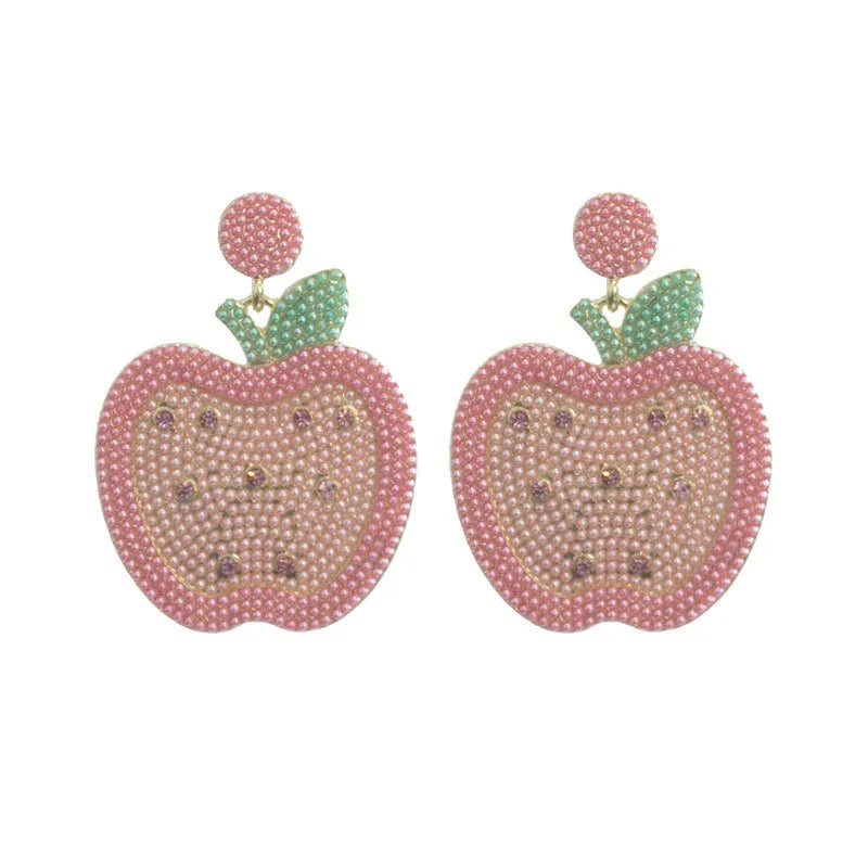 1 Pair Fashion Letter Apple Pencil Imitation Pearl Teachers' Day Women'S Drop Earrings