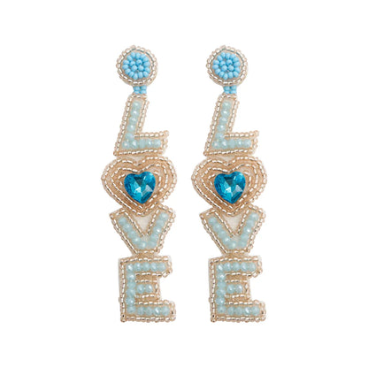 1 Pair Fashion Letter Beaded Handmade Women'S Drop Earrings