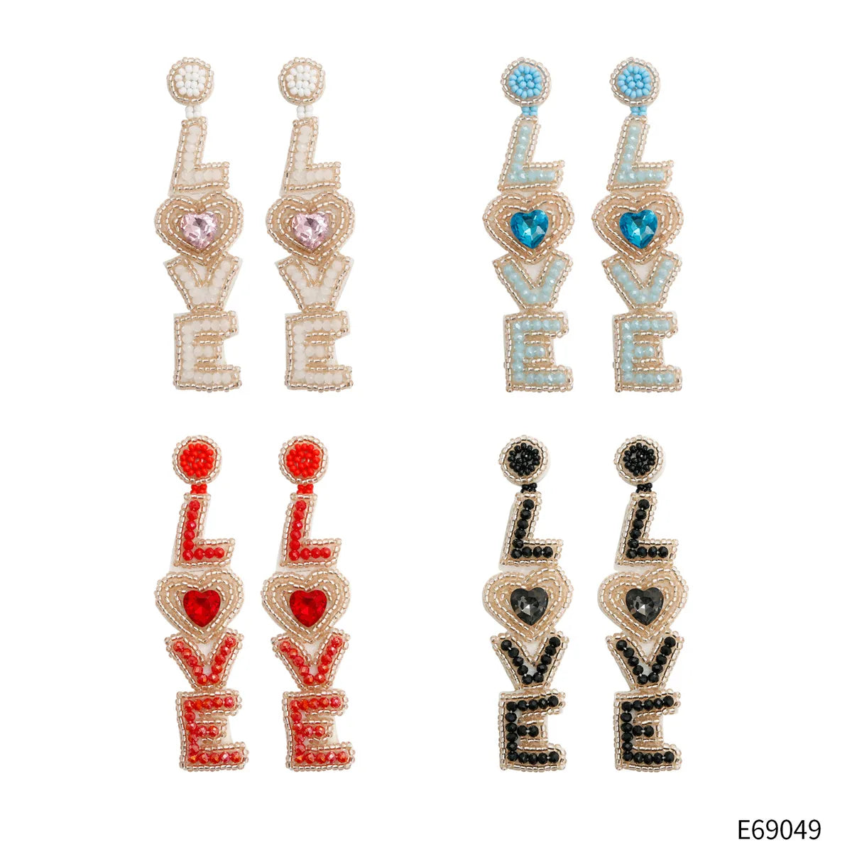 1 Pair Fashion Letter Beaded Handmade Women'S Drop Earrings