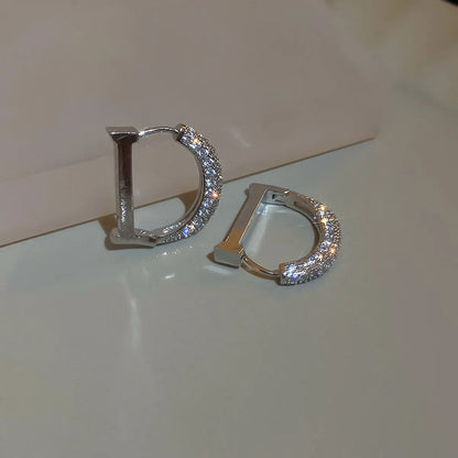 1 Pair Fashion Letter Copper Inlay Zircon Earrings