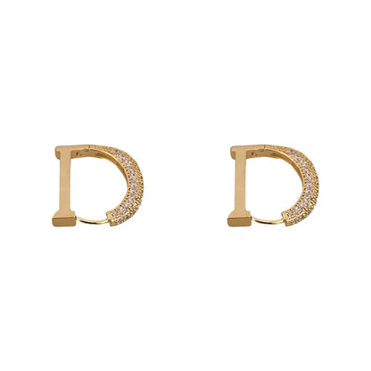 1 Pair Fashion Letter Copper Inlay Zircon Earrings