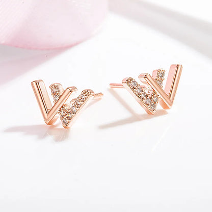 1 Pair Fashion Letter Copper Plating Inlay Zircon Ear Studs