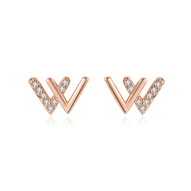 1 Pair Fashion Letter Copper Plating Inlay Zircon Ear Studs