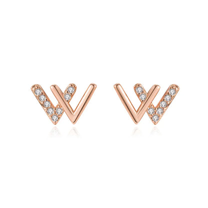 1 Pair Fashion Letter Copper Plating Inlay Zircon Ear Studs