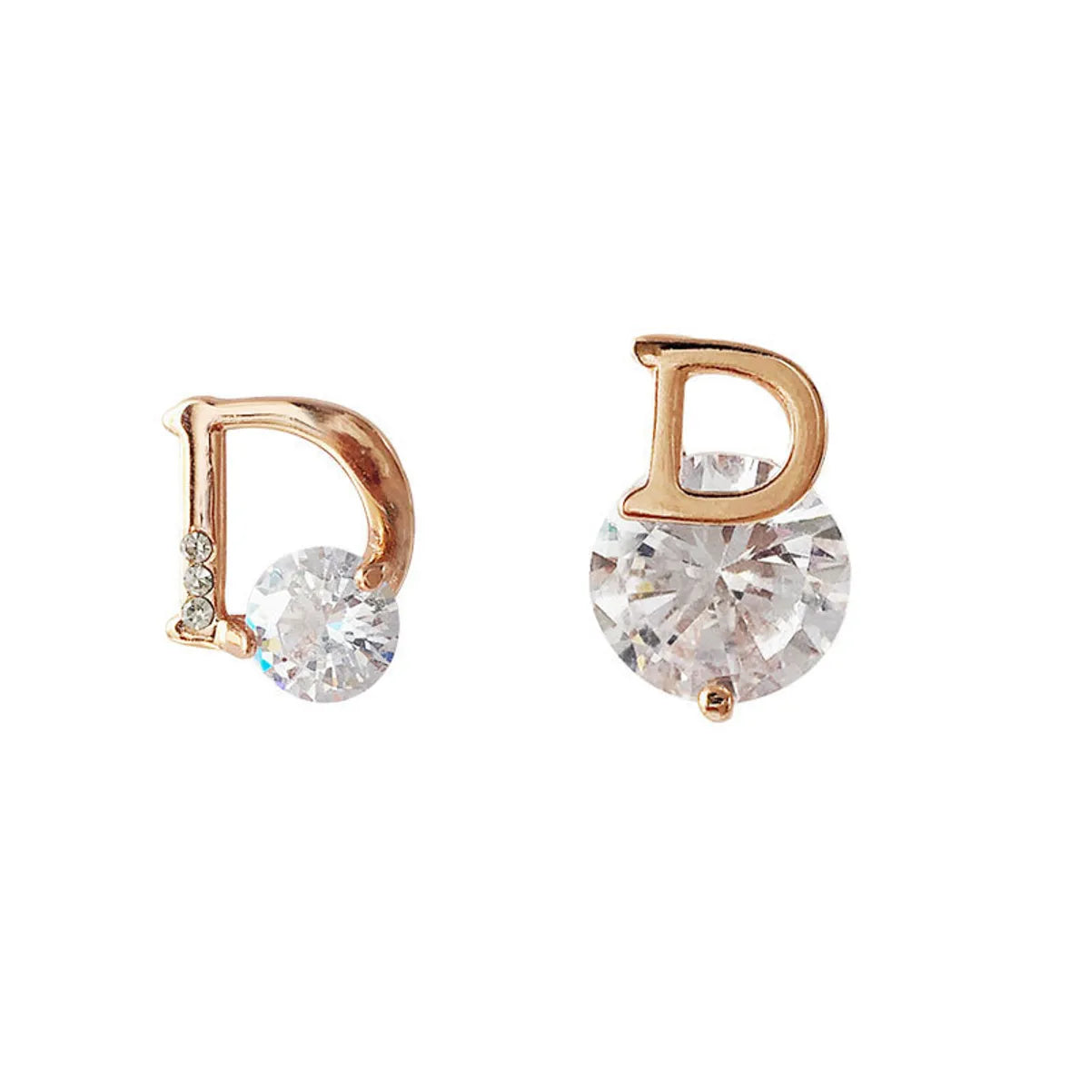 1 Pair Fashion Letter Silver Inlay Zircon Ear Studs