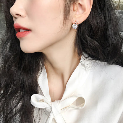 1 Pair Fashion Letter Silver Inlay Zircon Ear Studs