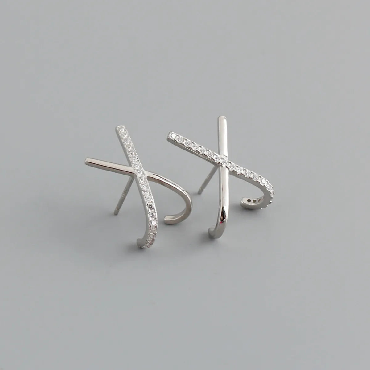 1 Pair Fashion Letter Sterling Silver Inlay Zircon Ear Studs