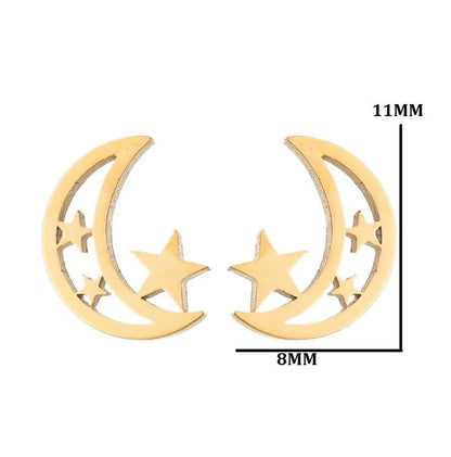 1 Pair Fashion Moon Heart Shape Snowflake Stainless Steel Ear Studs