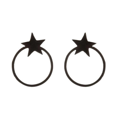 1 Pair Fashion Moon Heart Shape Snowflake Stainless Steel Ear Studs