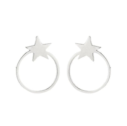 1 Pair Fashion Moon Heart Shape Snowflake Stainless Steel Ear Studs