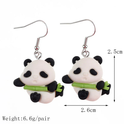 1 Pair Fashion Panda Plastic Resin Patchwork Women's Drop Earrings