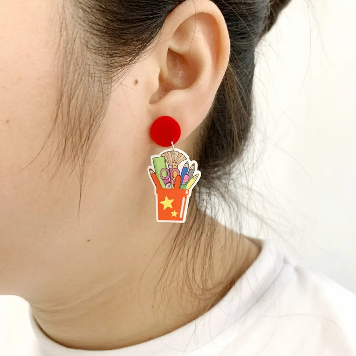 1 Pair Fashion Printing Arylic Printing Drop Earrings