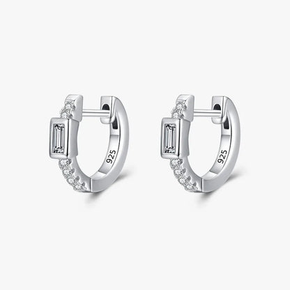 1 Pair Fashion Rectangle Sterling Silver Plating Inlay Zircon Rhodium Plated Earrings