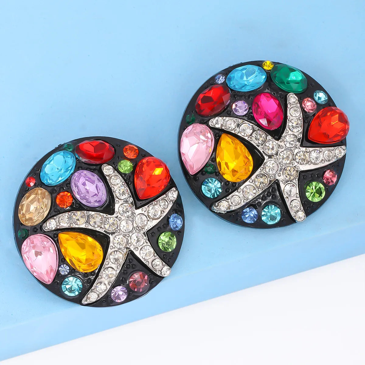 1 Pair Fashion Round Coral Alloy Inlay Rhinestones Women'S Ear Studs