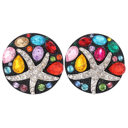 1 Pair Fashion Round Coral Alloy Inlay Rhinestones Women'S Ear Studs