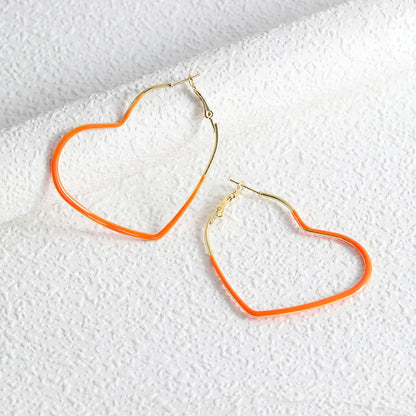 1 Pair Fashion Round Heart Shape Alloy Gold Plated Women'S Hoop Earrings