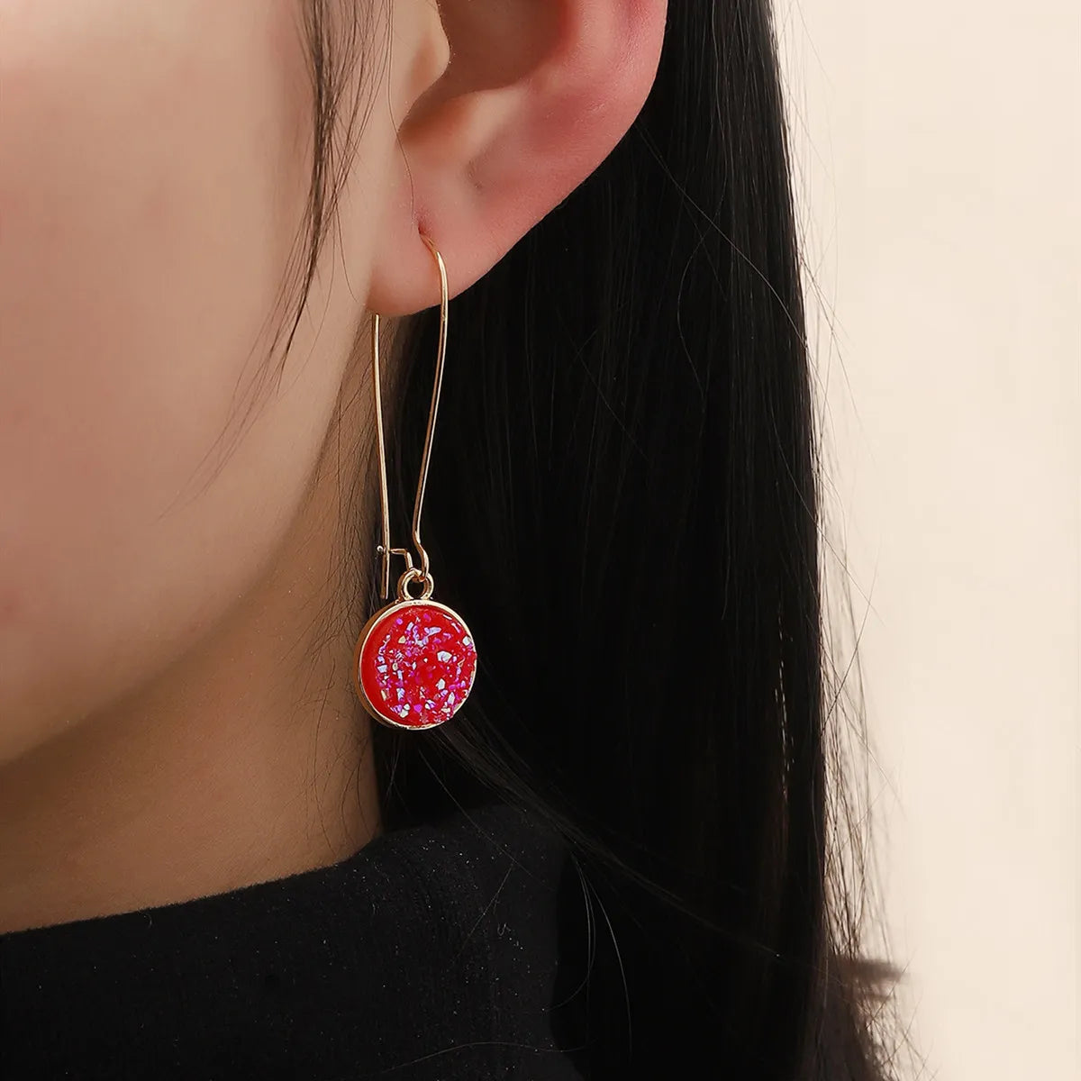 1 Pair Fashion Round Resin Handmade Women'S Earrings