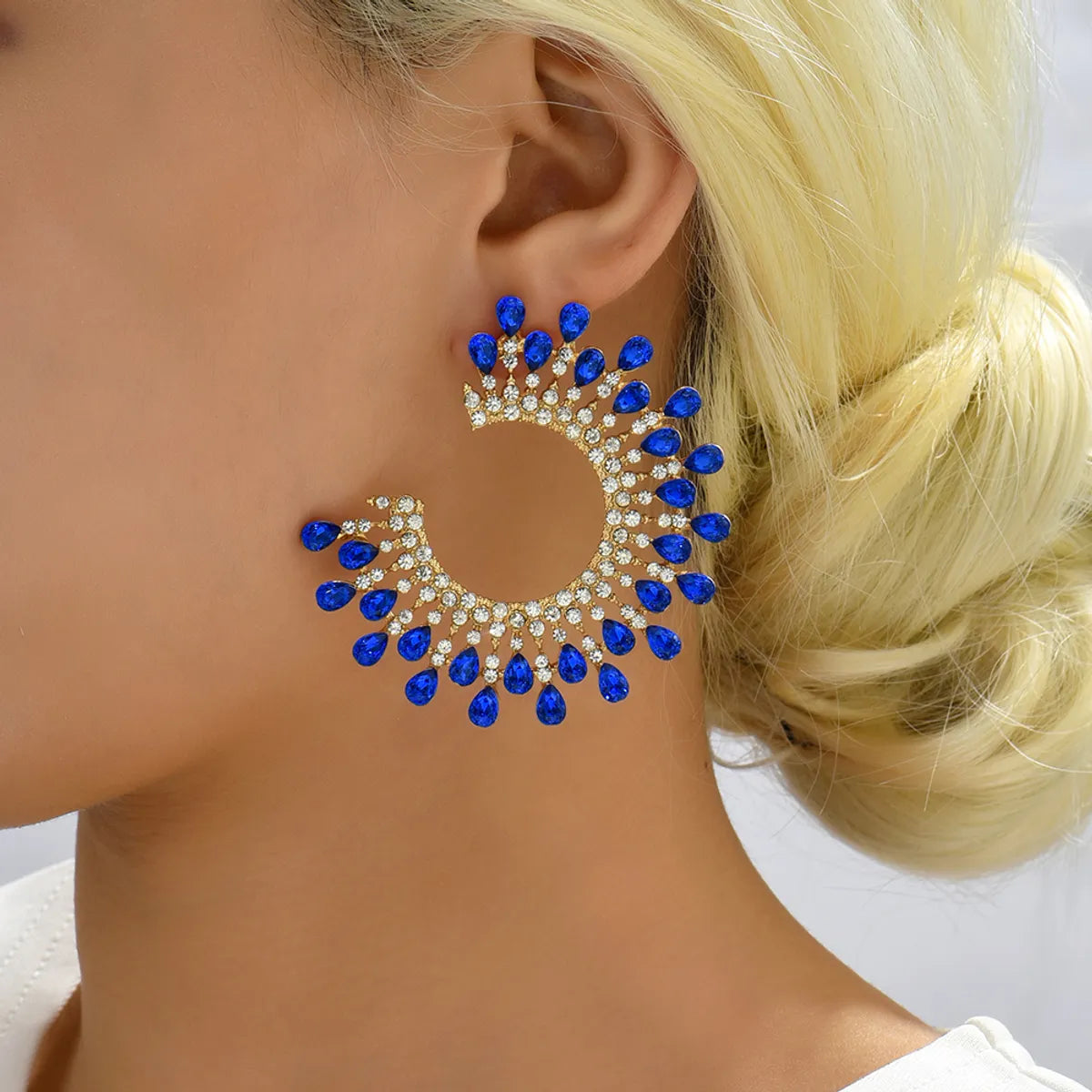 1 Pair Fashion Round Plating Rhinestone Ear Studs