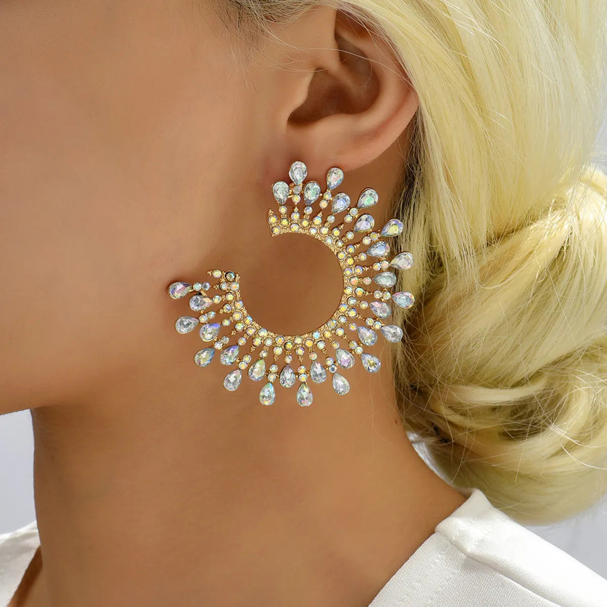 1 Pair Fashion Round Plating Rhinestone Ear Studs