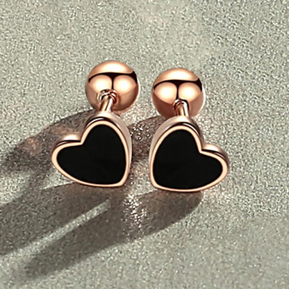 1 Pair Fashion Round Square Heart Shape Sterling Silver Enamel Ear Studs