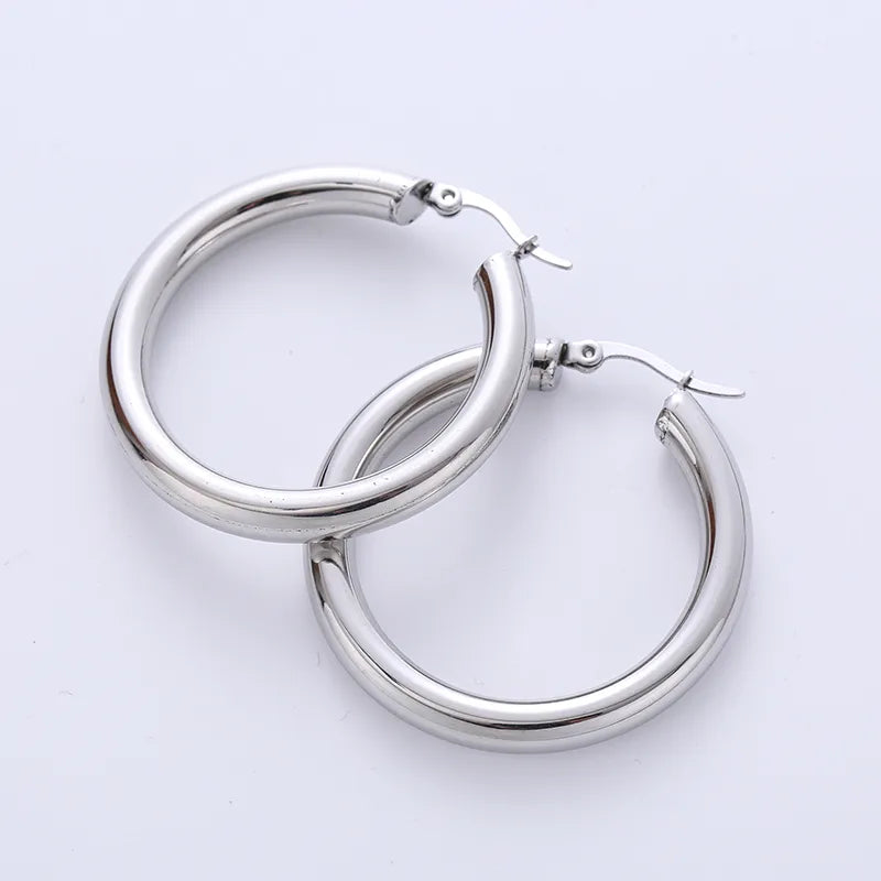 1 Pair Fashion Round Plating Inlay Stainless Steel Artificial Pearls 18k Gold Plated Hoop Earrings