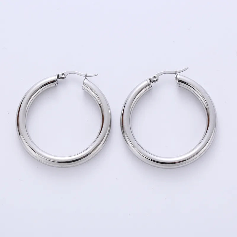 1 Pair Fashion Round Plating Inlay Stainless Steel Artificial Pearls 18k Gold Plated Hoop Earrings