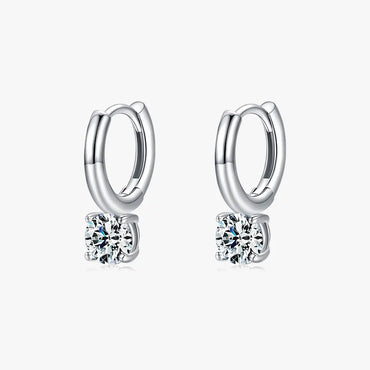 1 Pair Fashion Round Sterling Silver Plating Inlay Zircon Rhodium Plated Earrings