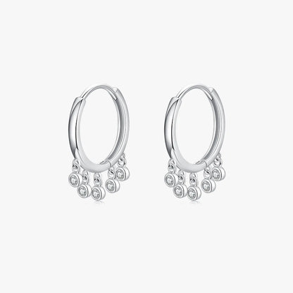 1 Pair Fashion Round Sterling Silver Plating Inlay Zircon Rhodium Plated Hoop Earrings