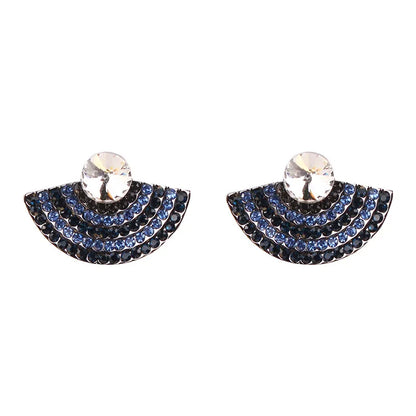 1 Pair Fashion Sector Alloy Inlay Rhinestones Women'S Ear Studs