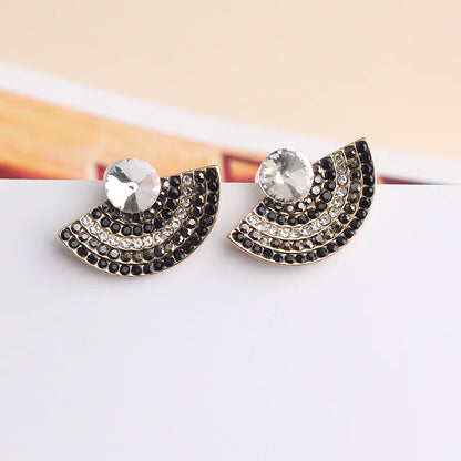 1 Pair Fashion Sector Alloy Inlay Rhinestones Women'S Ear Studs