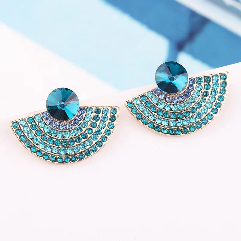 1 Pair Fashion Sector Alloy Inlay Rhinestones Women'S Ear Studs