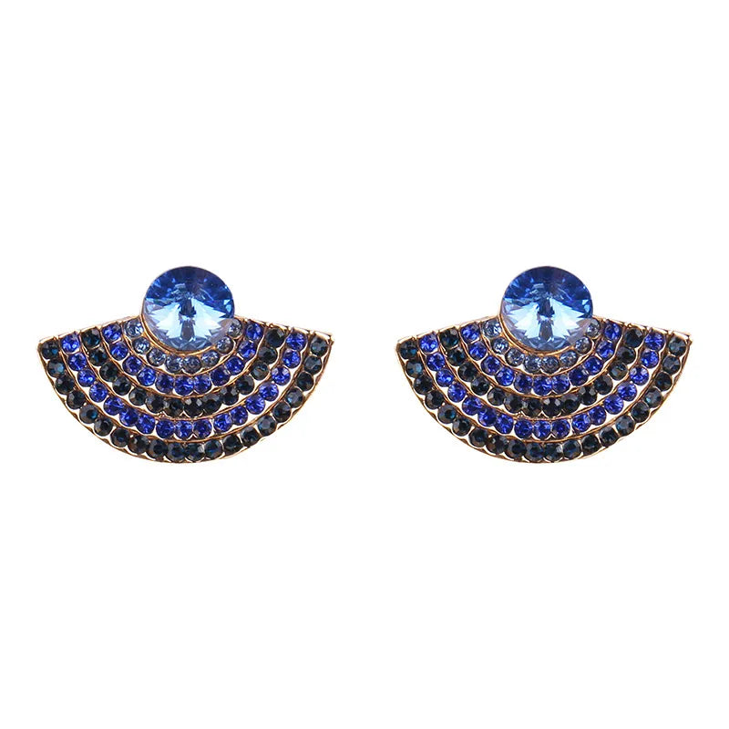 1 Pair Fashion Sector Alloy Inlay Rhinestones Women'S Ear Studs