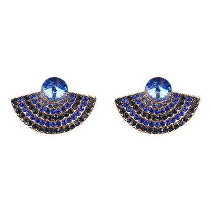 1 Pair Fashion Sector Alloy Inlay Rhinestones Women'S Ear Studs