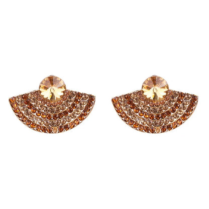 1 Pair Fashion Sector Alloy Inlay Rhinestones Women'S Ear Studs