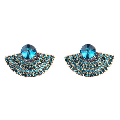 1 Pair Fashion Sector Alloy Inlay Rhinestones Women'S Ear Studs