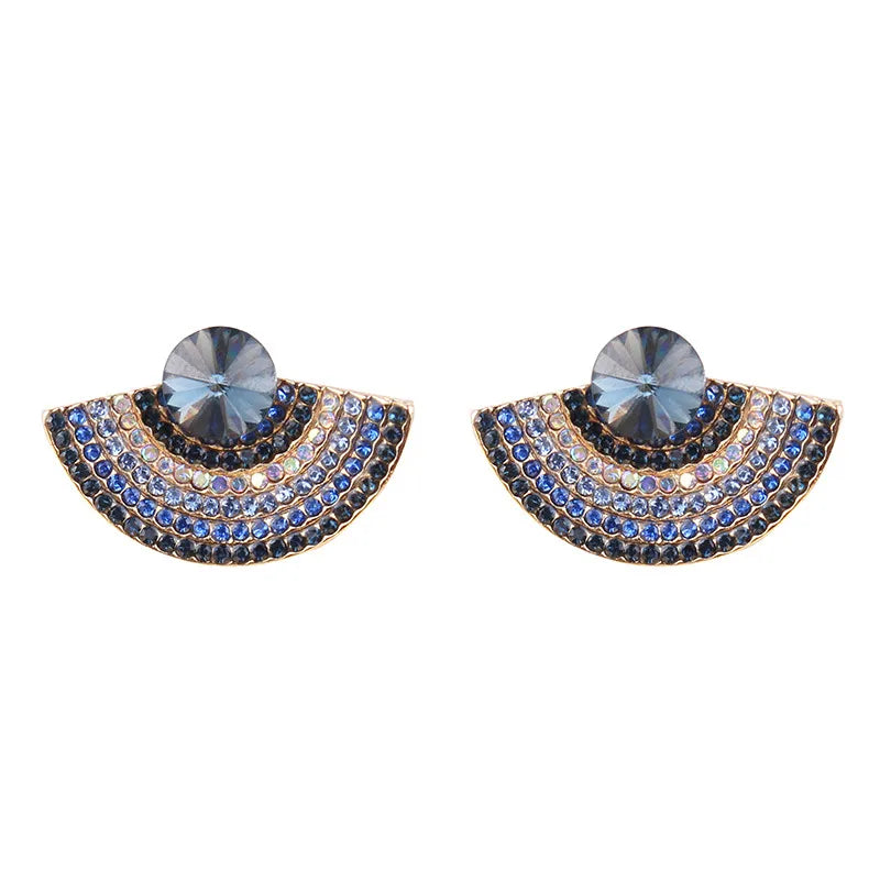 1 Pair Fashion Sector Alloy Inlay Rhinestones Women'S Ear Studs