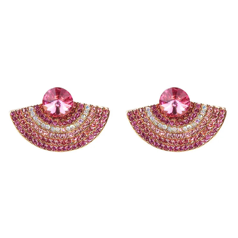 1 Pair Fashion Sector Alloy Inlay Rhinestones Women'S Ear Studs