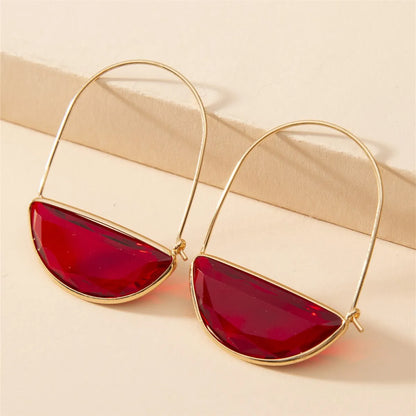 1 Pair Fashion Semicircle Crystal Women's Earrings