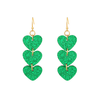 1 Pair Fashion Shamrock Heart Shape Mixed Materials Metal Copper Asymmetrical Sequins 18k Gold Plated Gold Plated Silver Plated St. Patrick Women's Drop Earrings