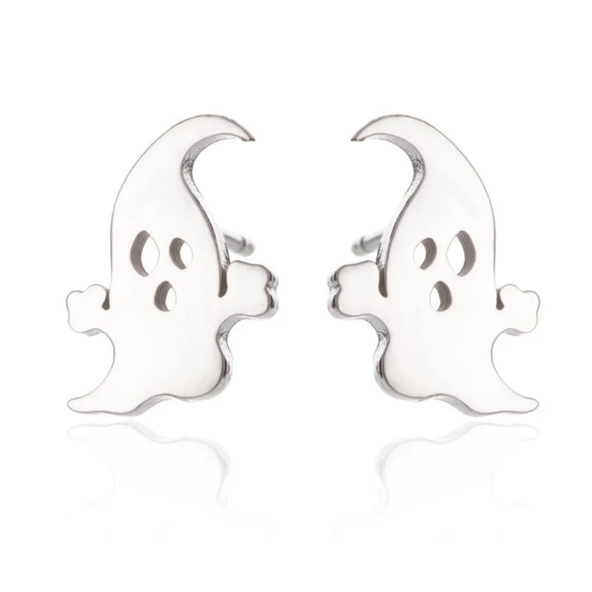 1 Pair Fashion Skull Stainless Steel Plating Ear Studs