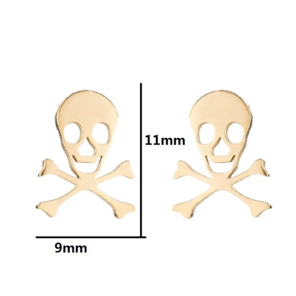 1 Pair Fashion Skull Stainless Steel Plating Ear Studs