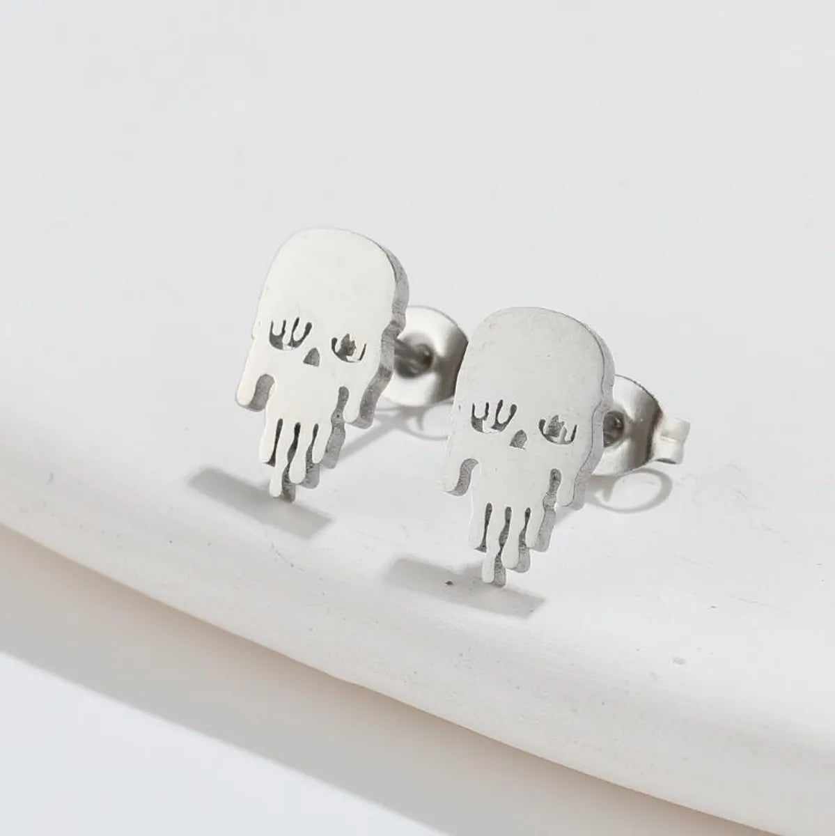 1 Pair Fashion Skull Plating 304 Stainless Steel 18K Gold Plated Ear Studs