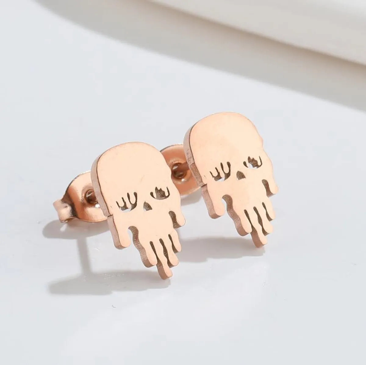 1 Pair Fashion Skull Plating 304 Stainless Steel 18K Gold Plated Ear Studs