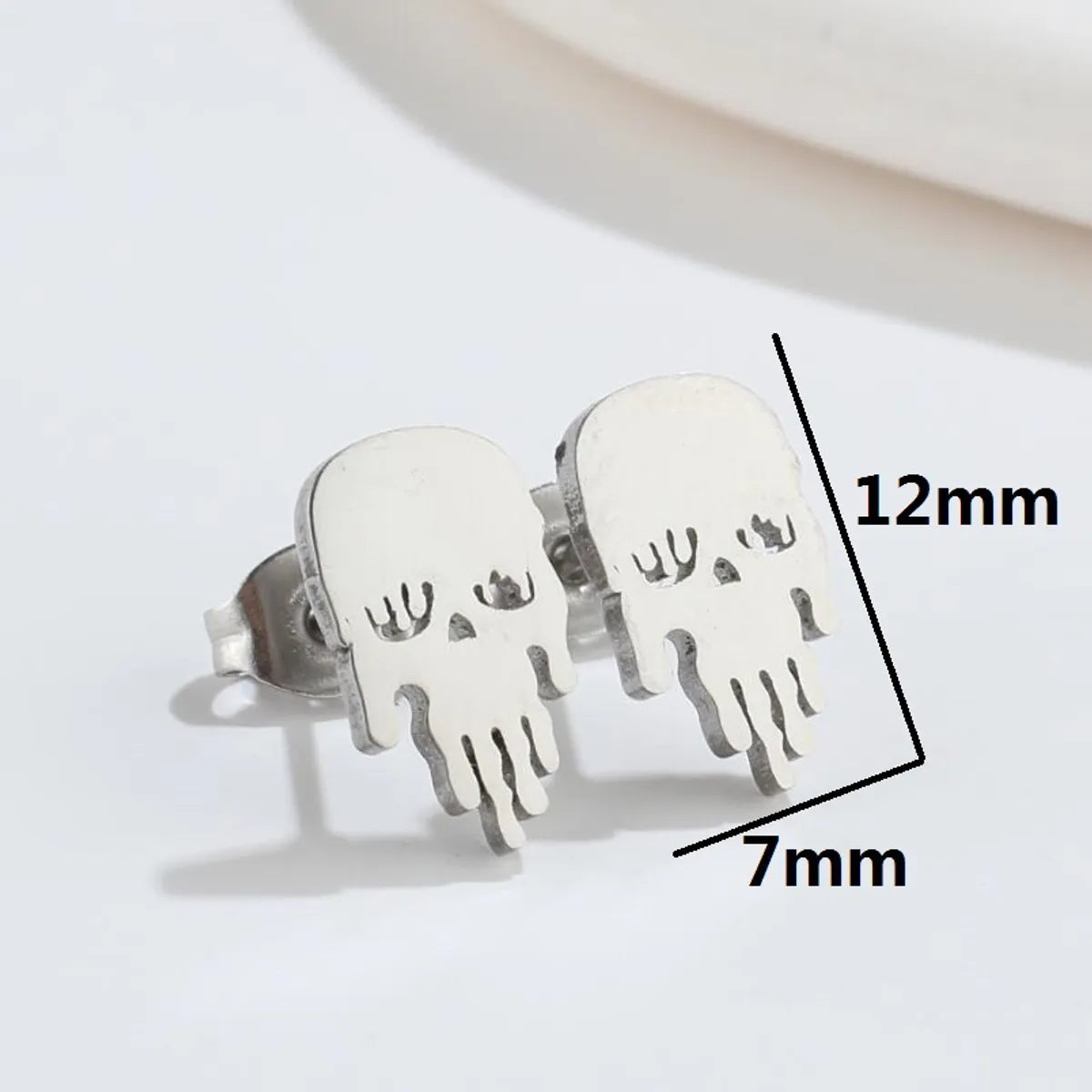 1 Pair Fashion Skull Plating 304 Stainless Steel 18K Gold Plated Ear Studs