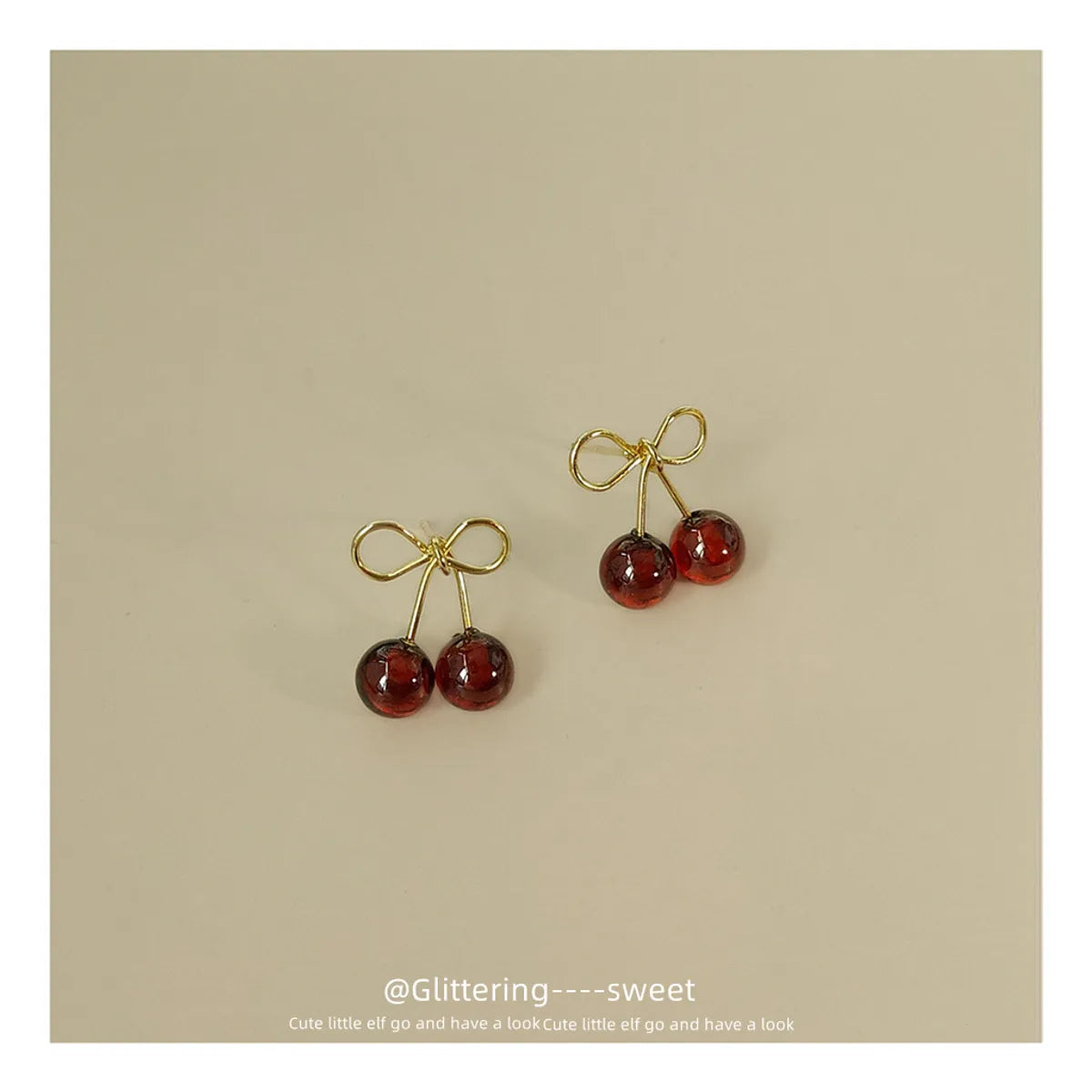 1 Pair Fashion Small Cherry Alloy Inlaid Zircon 14k Gold Plated Women's Ear Studs