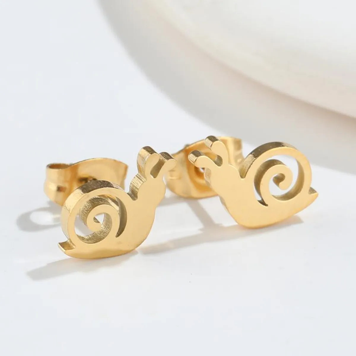 1 Pair Fashion Snails 304 Stainless Steel 18K Gold Plated Ear Studs