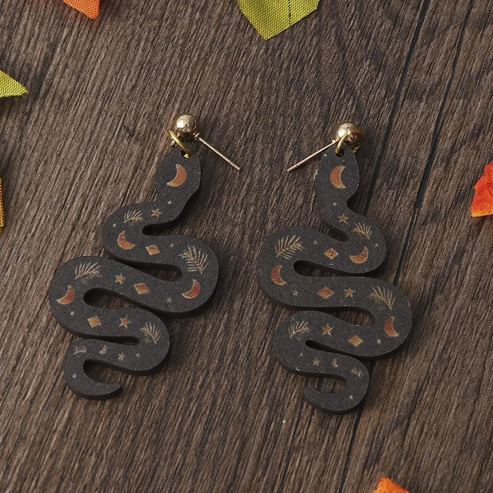 1 Pair Fashion Snake Wood Women'S Drop Earrings