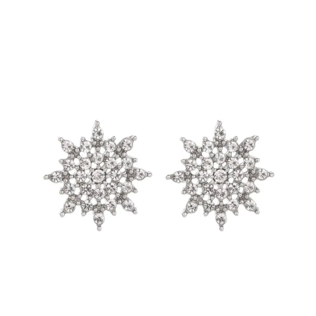 1 Pair Fashion Snowflake Alloy Inlay Rhinestones Women's Ear Studs