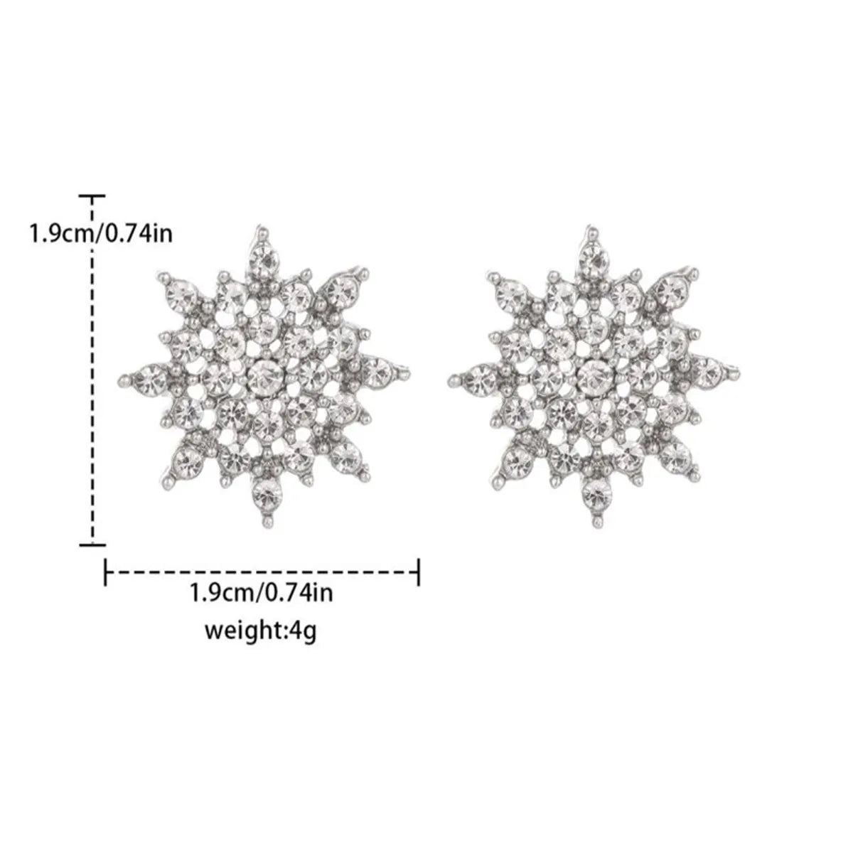 1 Pair Fashion Snowflake Alloy Inlay Rhinestones Women's Ear Studs